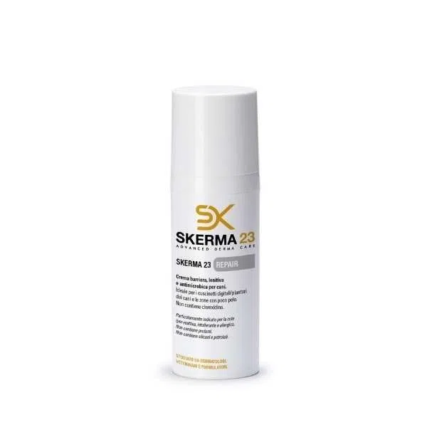 Generico Mundavet Skerma 23 Repair 50ml - Crema Barriera Lenitiva e Antimicrobica per Cani e Gatti - Protegge Cuscinetti Plantari, Abrasioni e Cute Sensibile con Argento e Ceramidi