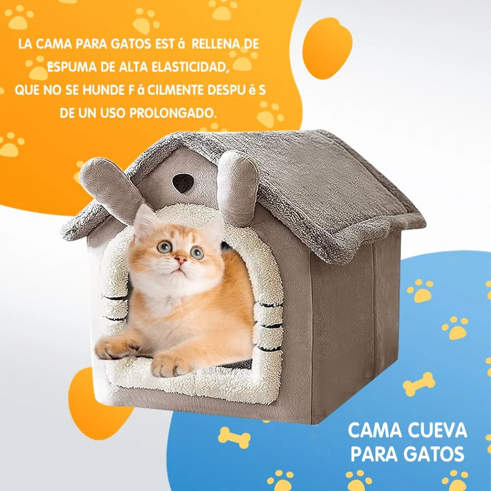 Voarge Letto per grotta di gatto, interno per casa, letto pieghevole, per cani, con cuscino rimovibile, impermeabile, caldo, resistente alle intemperie, per gatti, cani, M