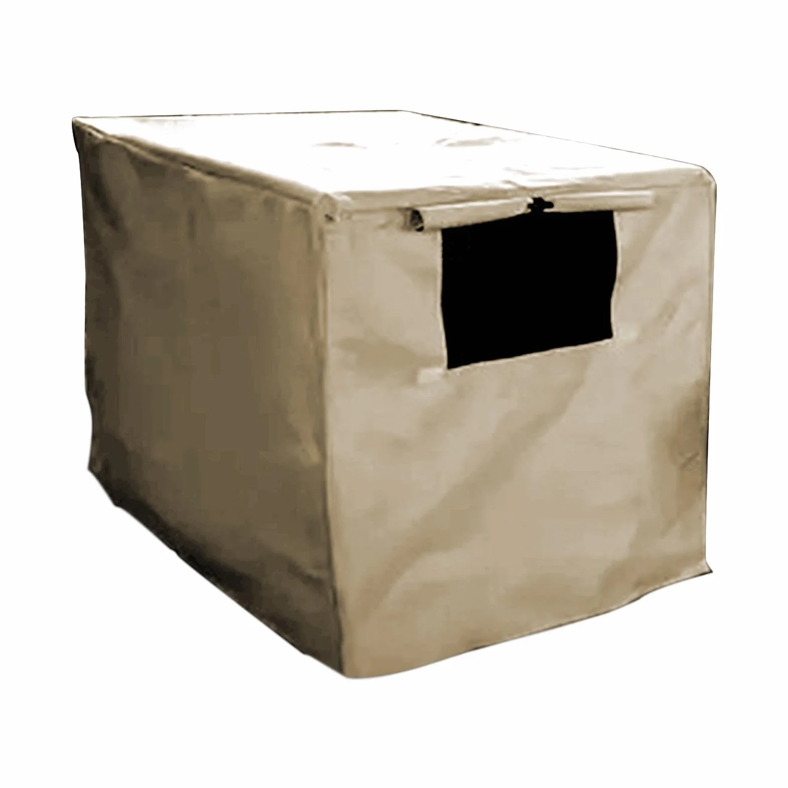 Copertura per gabbia per cani, in tessuto Oxford, 15 x 18 x 8 cm, antivento, impermeabile, copertura per gabbia per cani e gatti, copertura portatile per gabbie per cani (beige, nero)