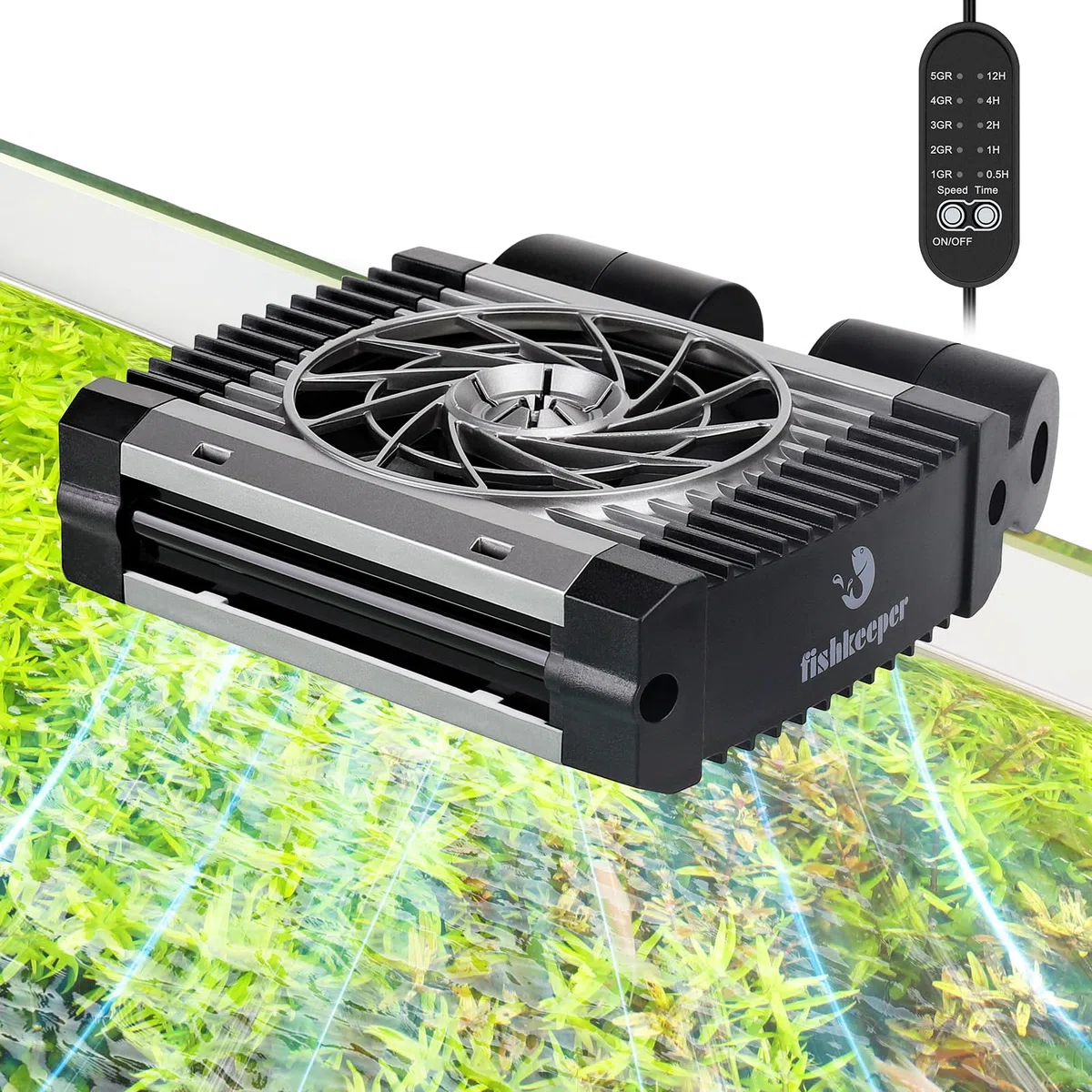 fishkeeper Ventilatore per acquari, raffreddatore per acquari, velocità dell'Aria e Timer Regolabili, Ventilatore Silenzioso per acquari d'Acqua Dolce e salata da 30cm (1 ventilatori)