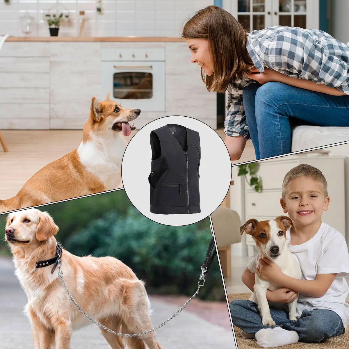 Gilet da addestramento per cani da compagnia - Abbigliamento da addestramento regolabile multitasche, design con bottoni laterali | Gilet per cani resistente per sportiva Caccia Lavoro all'apert
