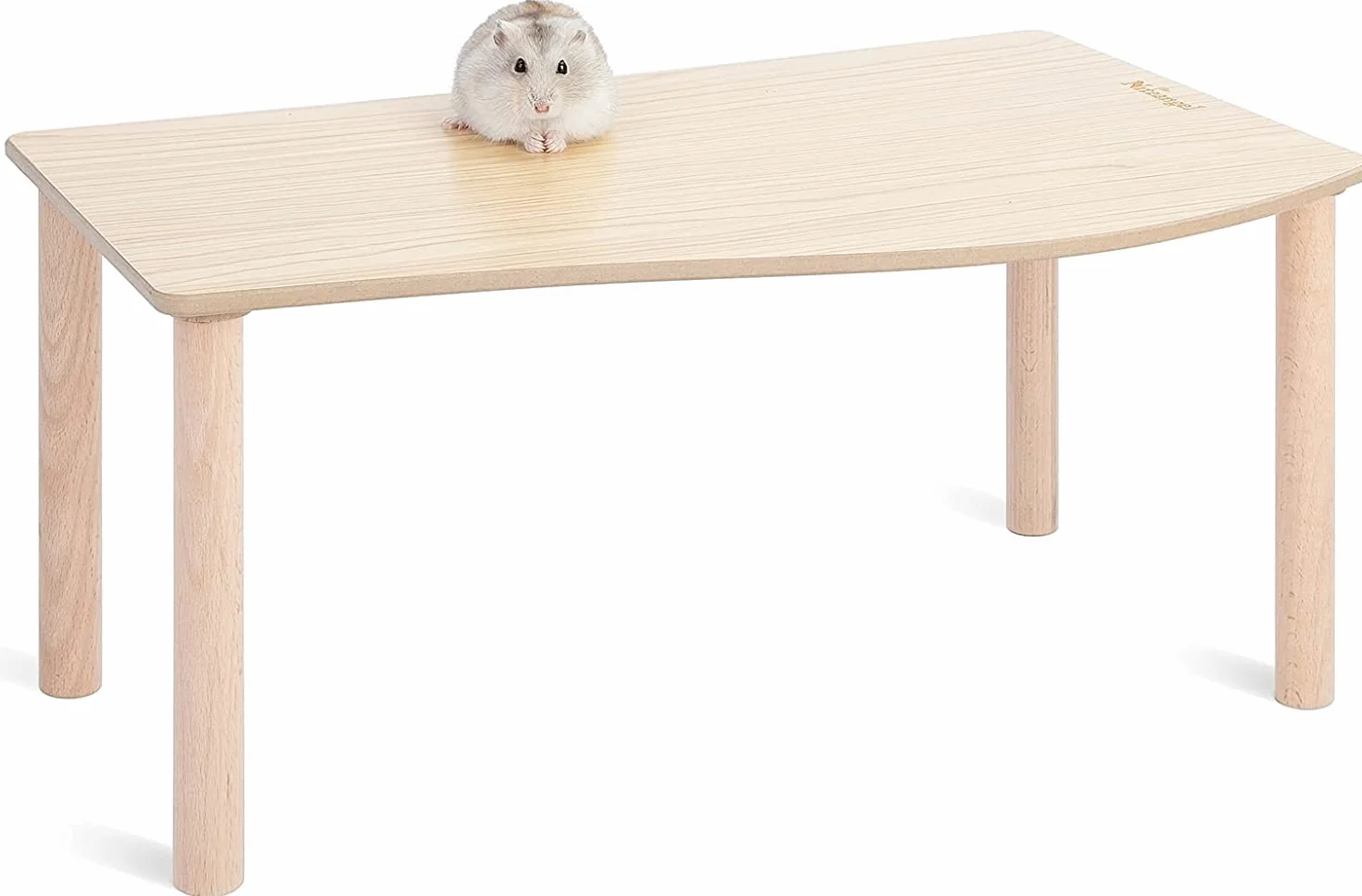 Niteangel Hamster Play - Piattaforma in legno per criceti siriani nani, gerbilli, topi degus o altri animali domestici di piccola taglia (onda - altezza 17,7 cm, legno di burlywood)
