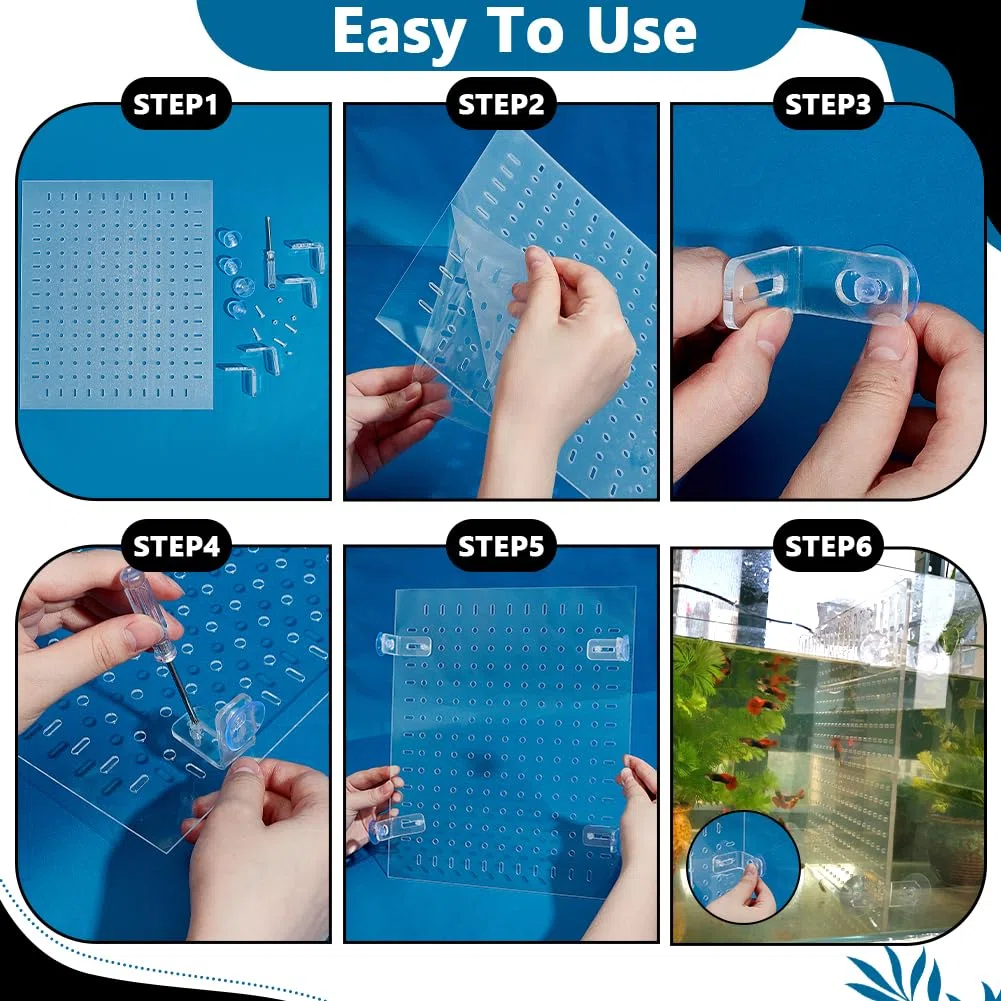 PH PandaHall Kit Divisori per Acquari in Acrilico, Set di Separatori Trasparenti per Acquari con Ventose per Separare Pesci Acquario Griglia Divisore Separatore,30x25cm