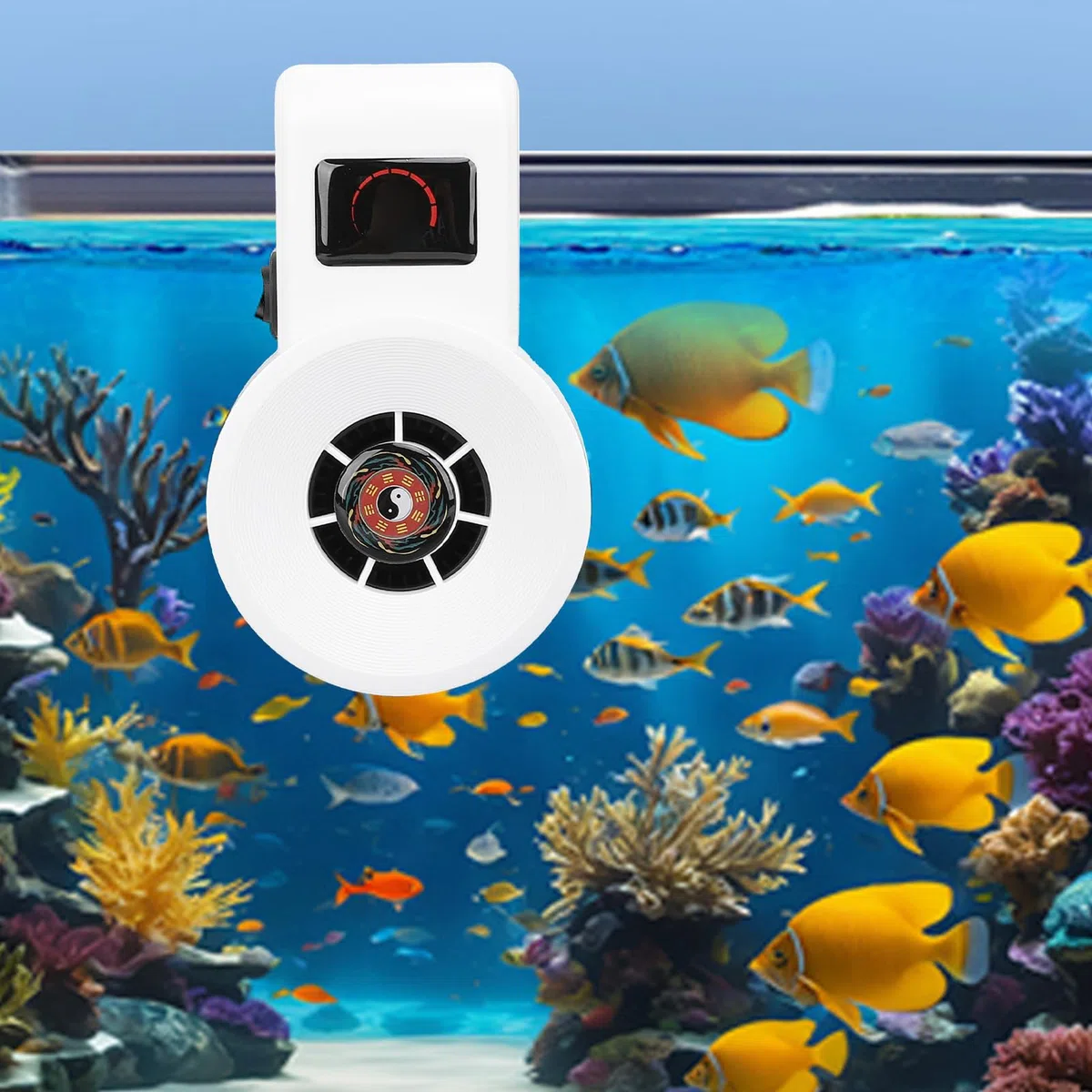 Pssopp Ventilatore di Raffreddamento per Acquario, Due Velocità Regolabili, Materiale ABS, Design Compatto, per Vasche d'Acqua Dolce, Nero