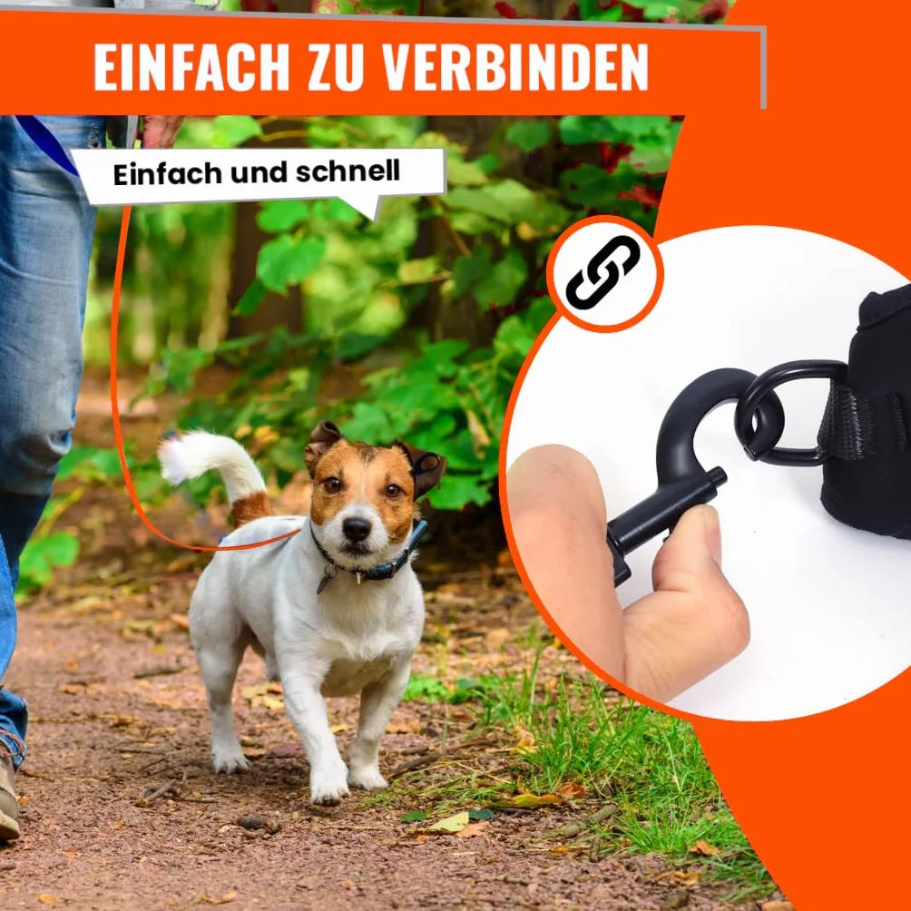 Guinzaglio Lungo per Cani - 3 m, 5 m, 10 m, 15 m, 20 m - per Sci di Fondo, Taglia Piccola, Media e Grande - Biothane