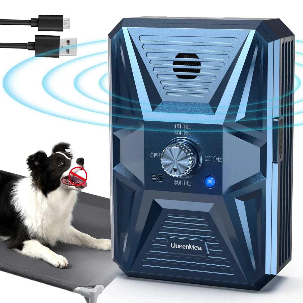 Ultrasuoni Antiabbaio, 3 Livelli Dispositivo Anti Abbaio Cani, Impermeabile Ricaricabile Ultrasuoni per Cani Portata 33 Piedi, Ultrasuoni Antiabbaio per Cani Grandi Media Piccola