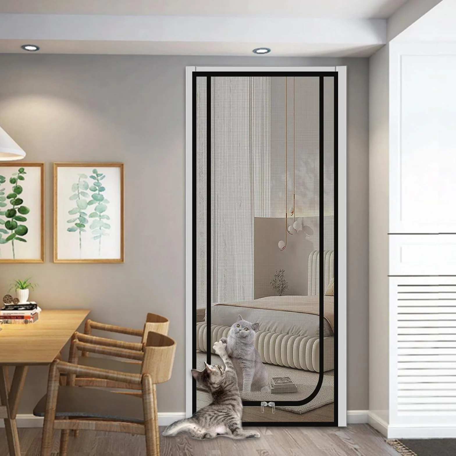 Griglia per Gatti per Porta del Balcone - Rete Sicura per Animali Domestici, Porta a Rete Ispessita, Impedisce ai Gatti di Correre - Soggiorno, Camera da Letto, Cucina, Terrazza (90 x 200)