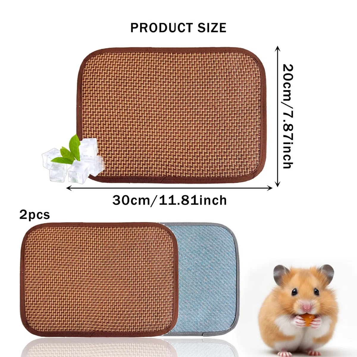 FOSDCIK 2 PCS Tappetino Refrigerante per Coniglio Cani, 30x20cm Piccoli Animali di Raffreddamento Mat, Tappeto Rinfrescante per Cani Gatti in Estate