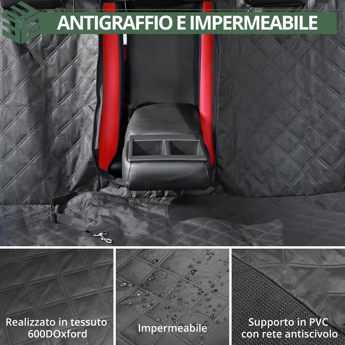 EYPINS Coprisedile Posteriore Auto per Cani 137x122 cm,Telo Macchina per Cani,Impermeabile e Antiscivolo,Copertura Sedili Universali,Nero