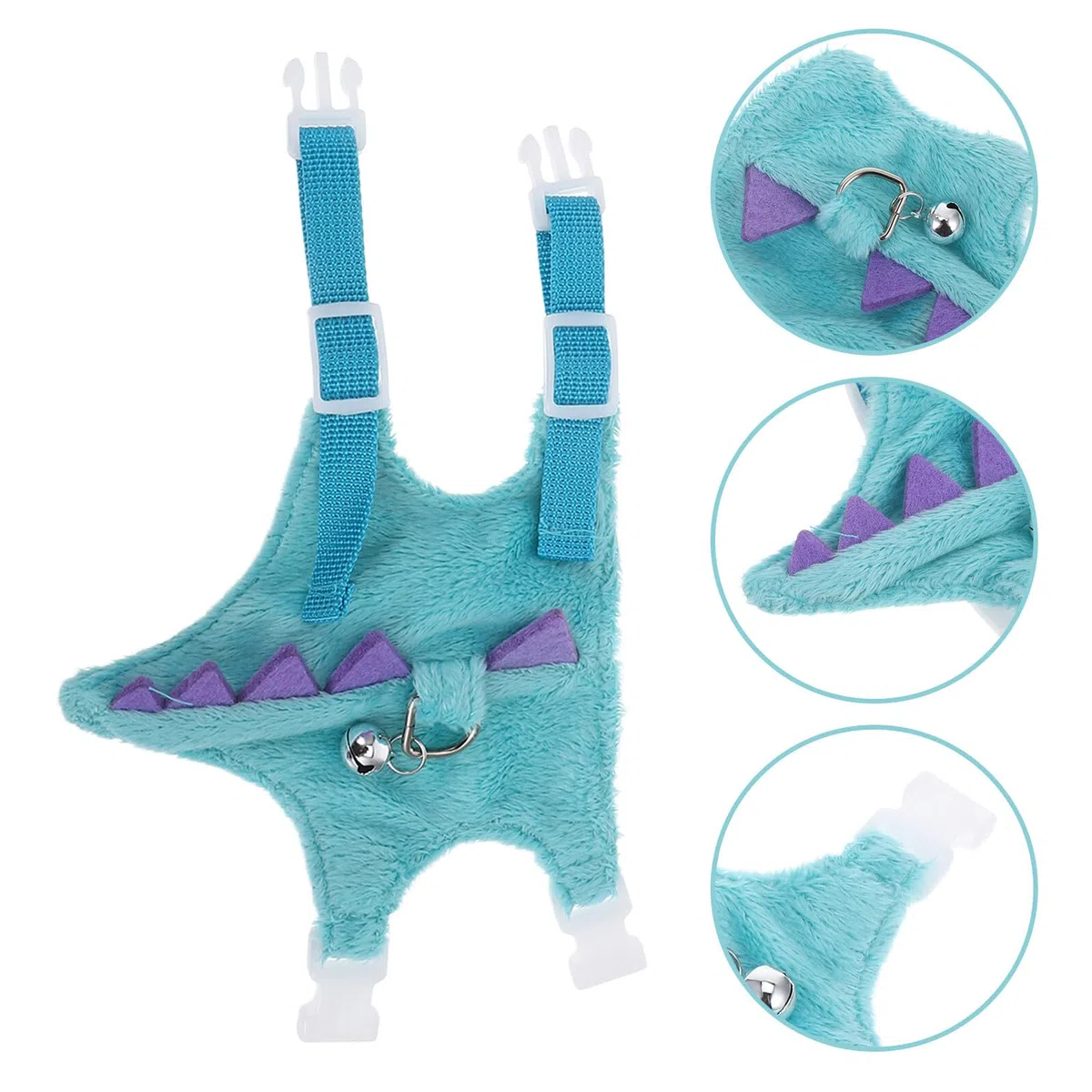 jojofuny Imbracatura e Guinzaglio per Piccoli Animali Set Pettorina a Gilet Dinosauro Blu Guinzaglio Corto Regolabile per Conigli Furetti Criceti e Lucertole Adatto per Passeggiate