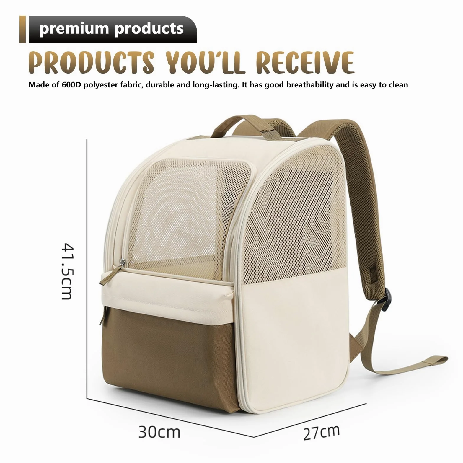 Zaino per animali domestici con finestra a rete, impermeabile 600D Oxford, zaino per cani e gatti, borsa per gatti portatile e pieghevole, borsa per cani traspirante e leggera da viaggio