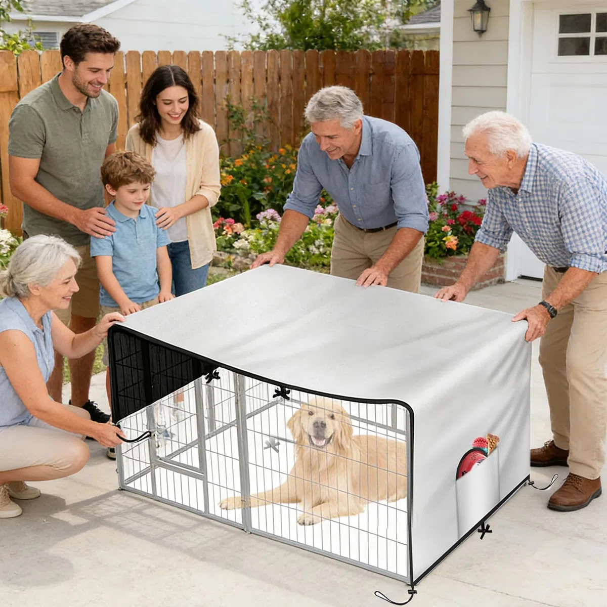 Copertura per gabbia per cani, in tessuto Oxford 210D, impermeabile, di grandi dimensioni, per campeggio, cortile, spiaggia, riunione di famiglia, patio, picnic