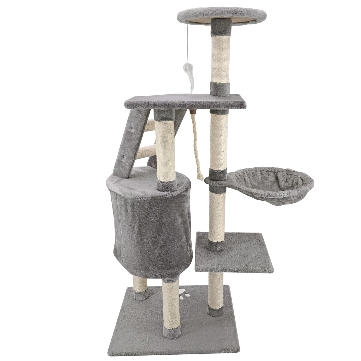 Beltom® TIRAGRAFFI per Gatto 120 CM Gioco Parco Giochi Cuccia Gatti GRAFFIATOIO SISAL Albero CUCCE Tira GRAFFIO Palestra - Grigio