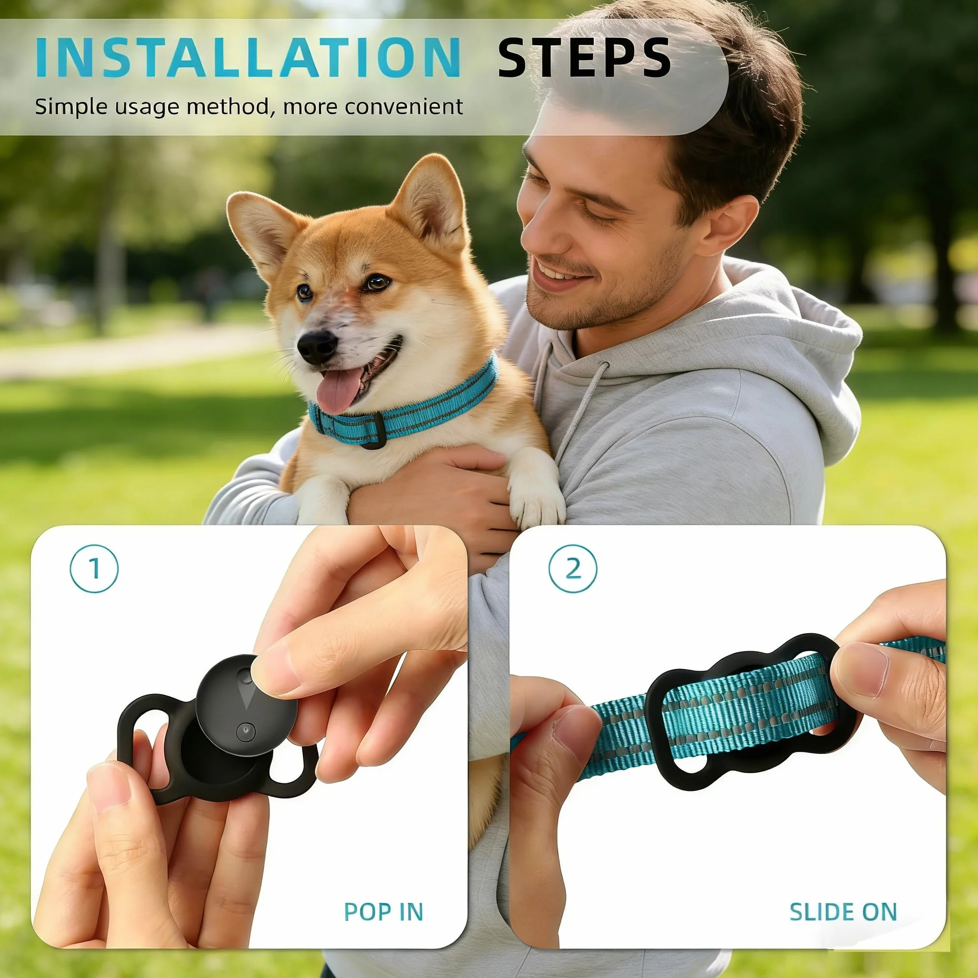 Collar GPS per Gatti e Cane, Tracciatore Senza Costi Mensili, Compatibile con iOS/Android, Tracciamento in Tempo Reale, Impermeabile IP67, Batteria a Lungo Durata, Nero