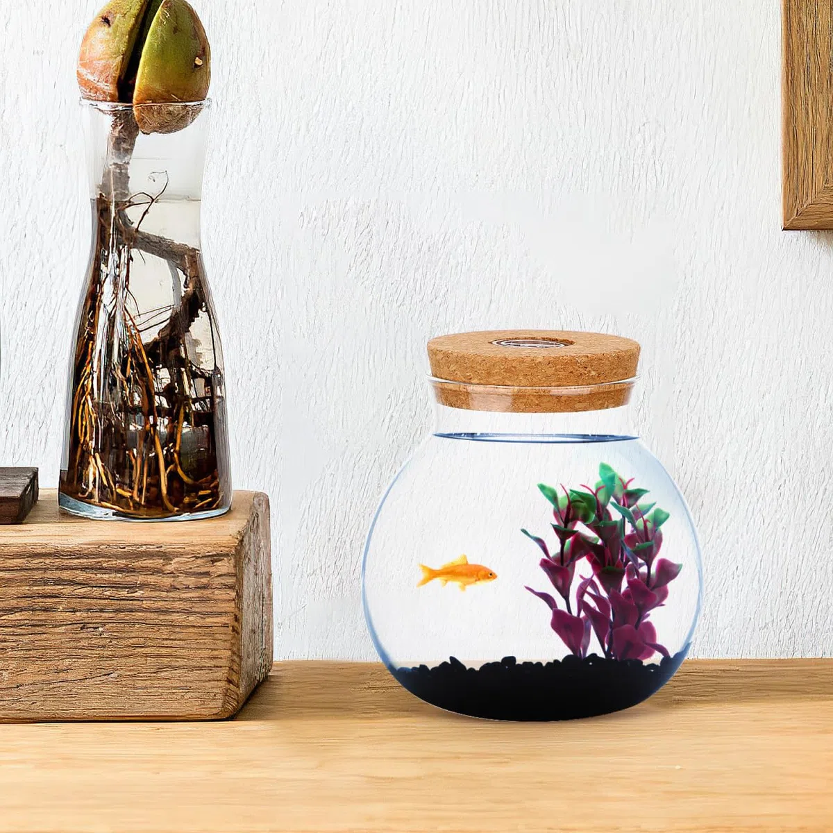 UKCOCO Bottiglia di vetro per paesaggio con coperchio, decorazione per matrimonio, in vetro borosilicato, ecologica, per terrari, fai da te, con micro paesaggio