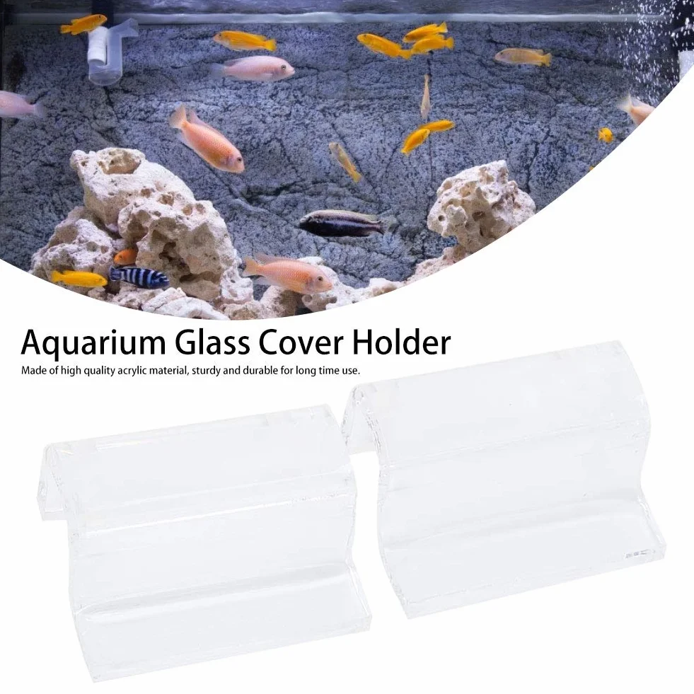 Copertura in vetro per acquario, 4 pezzi, clip per coperchio in vetro per acquari senza montatura, trasparente, supporto per supporto, adatto a vari dimensioni