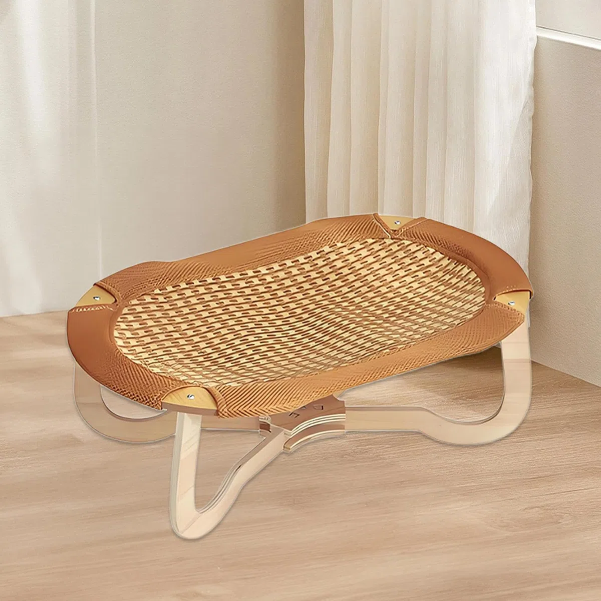 Sedia Gatto In Rattan | Lettino Rialzato Rinfrescante in Rattan per Gatti | Resistente Ai Graffi Per Animali Salotto Balcone