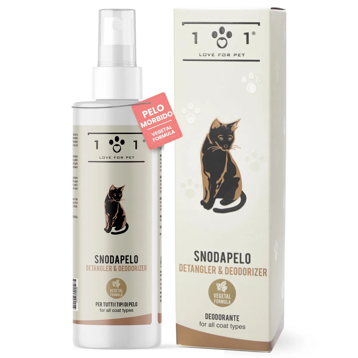 Linea 101, Spray Sciogli Nodi per Gatti Naturale, 250ml, Districante per Manto Morbido e Lucido, Deodorante Profumato senza Risciacquo, Adatto a Tutti i Tipi di Pelo, Cruelty Free Made in Italy