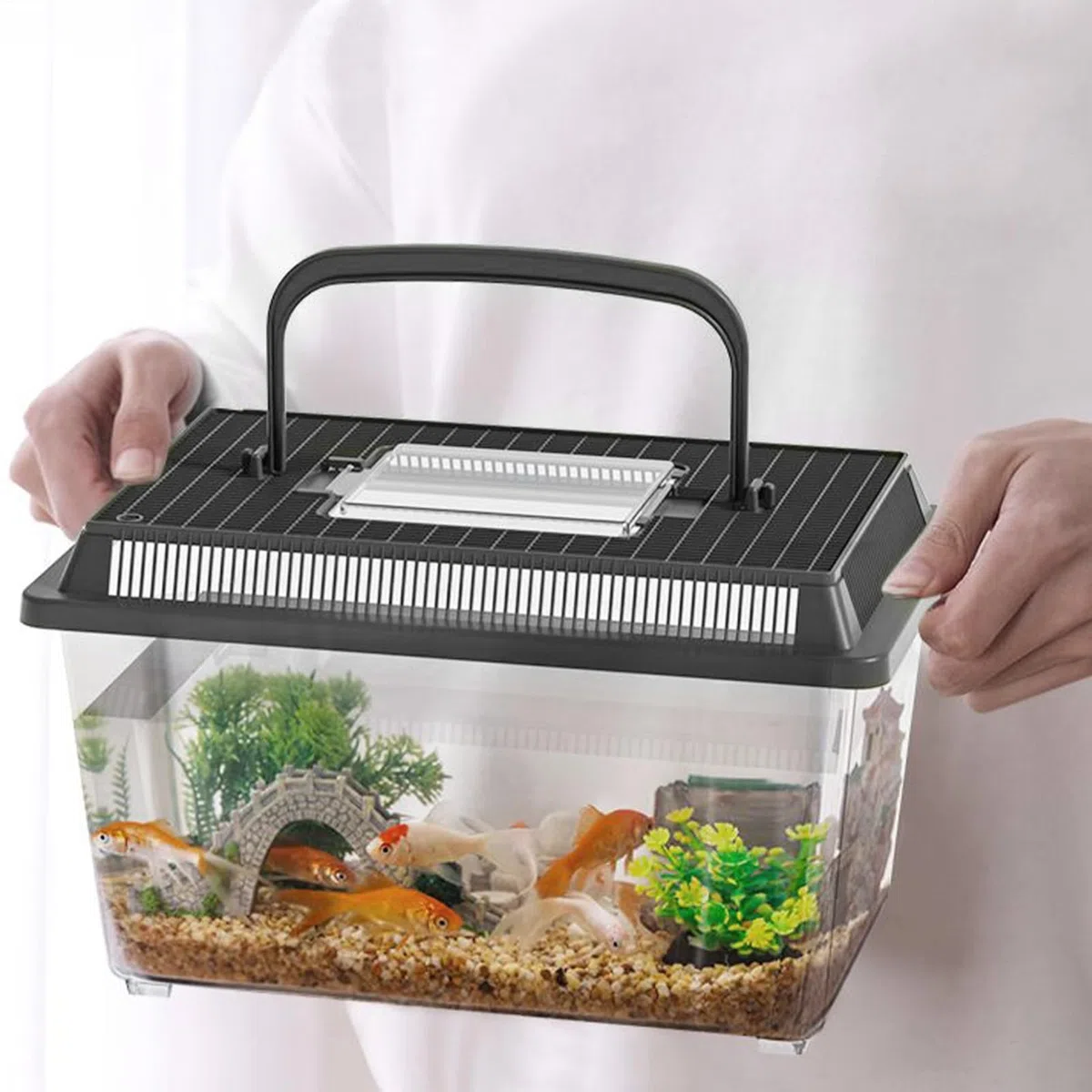 Terrario per Rettili | Scatola per Alimentazione Rettili e Vasca per Allevamento - Trasportino Trasparente con Maniglia per Gechi, Granchi e Paguri