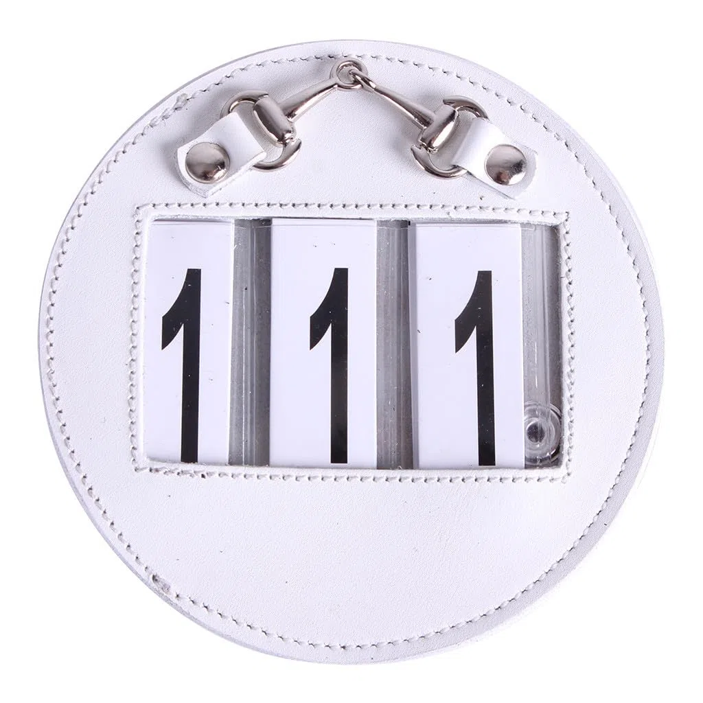 Bling Leather Briglia rotonda porta numeri cristalli per dressage mostra comps set di 2 bianco