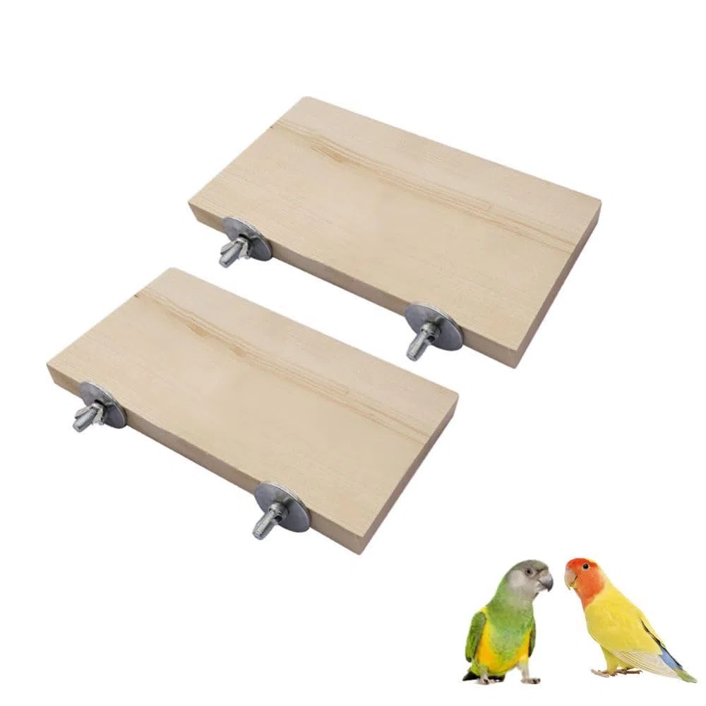 Piattaforma piatta in legno per uccelli, 2 pezzi, piattaforma per arrampicata per animali domestici, accessori per piccoli animali, parrocchetti, pappagalli, cincillà, criceti, ratti, topi e