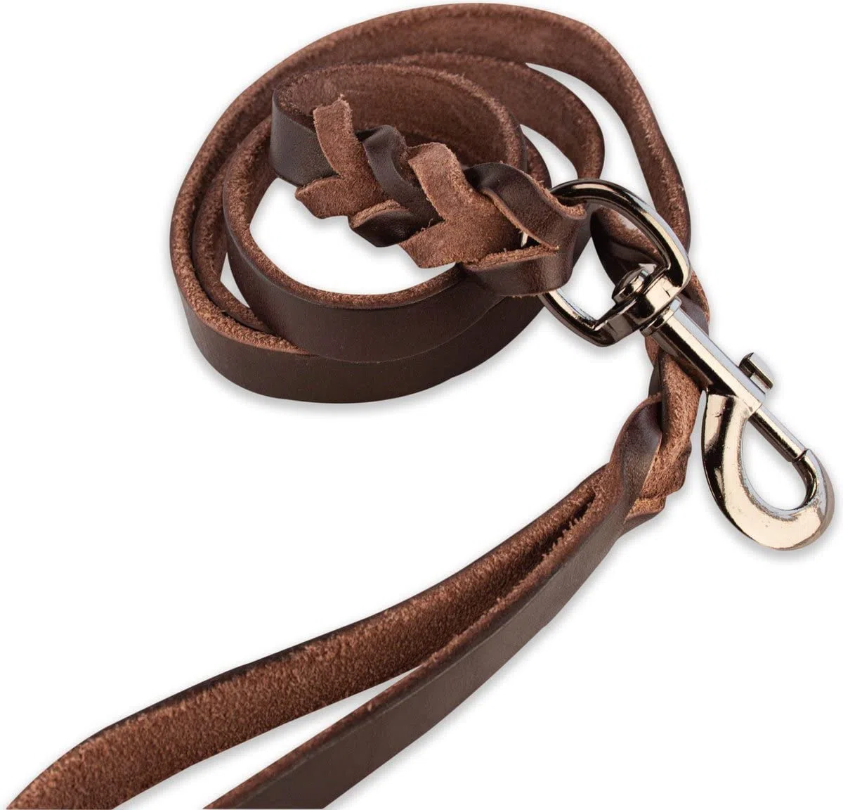 Guinzaglio in pelle per cani - intrecciato - 140 cm - Marrone/Nero