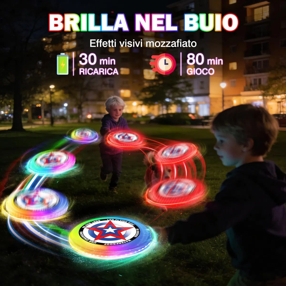IEEILULU LED Frisbee, Disco Luminoso con 20 Effetti di Luce, Impermeabile, Frisbee con 49 LED, Giocattoli e Giochi Sportivi da Esterno per Prato sulla Spiaggia, Regalo per Adulti Bambini