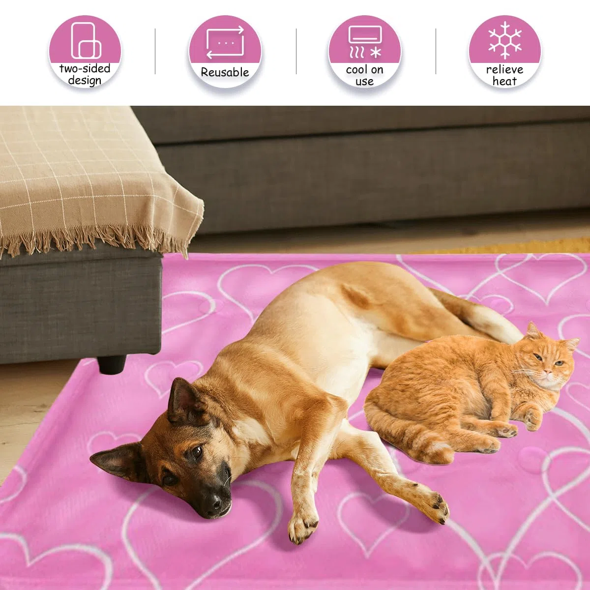 Tappetino Refrigerante Cane,Tappeto Refrigerante per Cani 60*90cm,Rosa Tappetino Refrigerante Gatto con Gel Non Tossico,Tappeto Refrigerante per Gatti Ideale per Cani,Gatti,Animali Domestici in Estate