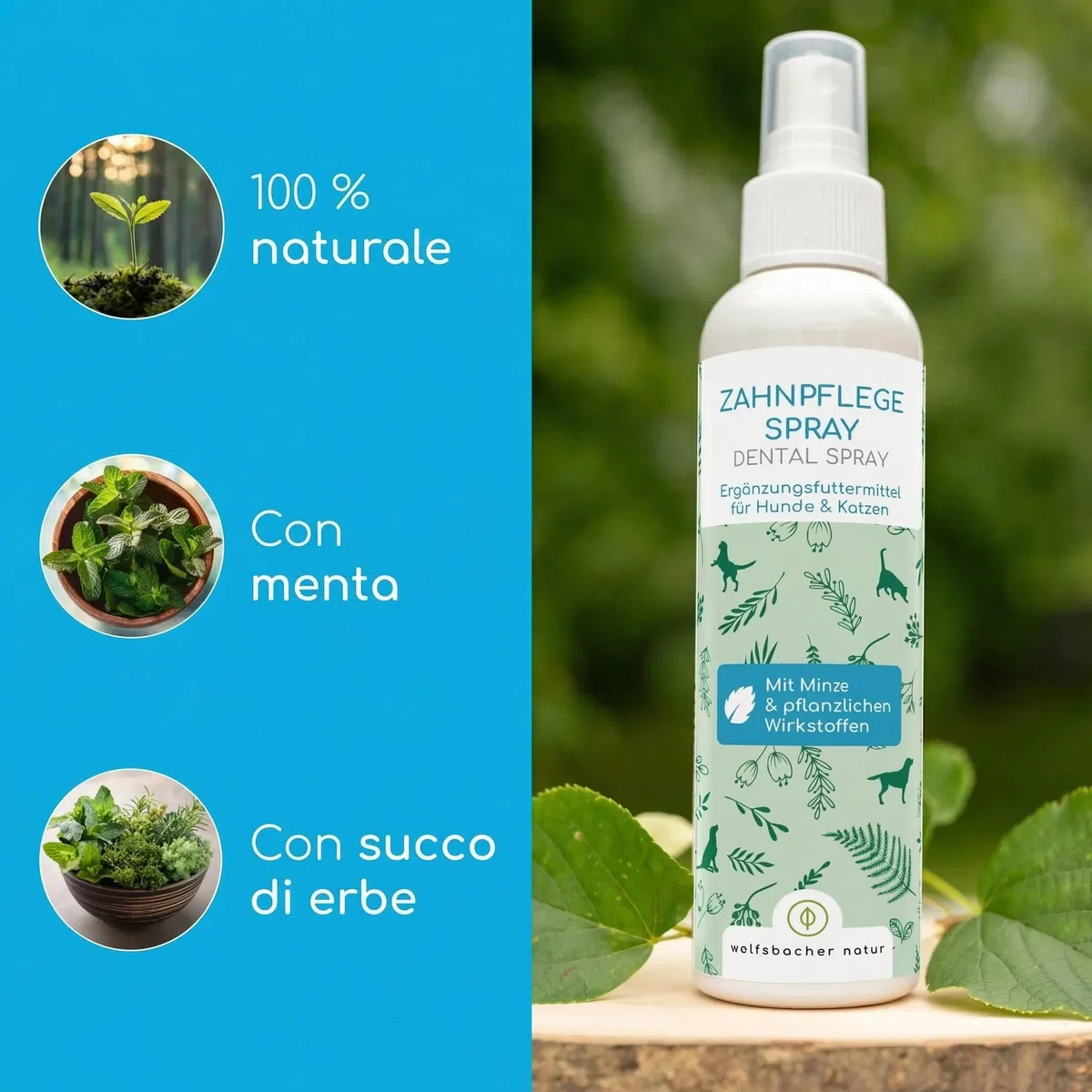 Rimuovi Tartaro per Cani e Gatti – Spray Dentale Naturale per la Pulizia dei Denti senza Spazzolino – Rimuove il Tartaro e Riduce l'Alito Cattivo – Alito Fresco con Menta 150ml