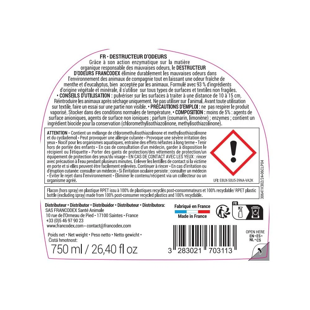 Francodex - Distruggi-odori, 750 ml