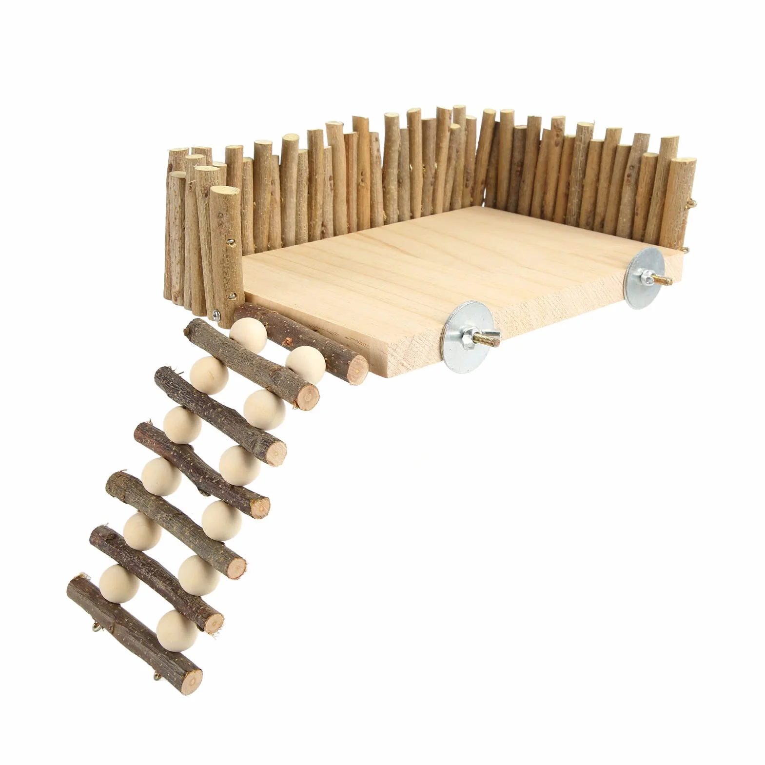 Piattaforma per Criceti, Materiale da Arrampicata Parco Giochi per Piccoli Animali Domestici, Struttura per Arrampicata in Legno per Criceti con Recinzione per Pappagalli, (Tipo di vite)