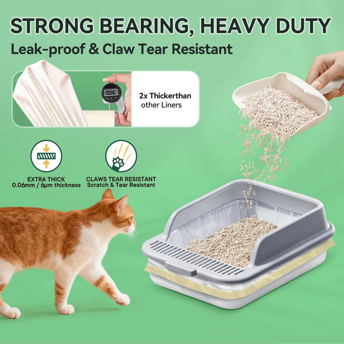 30 pezzi fodere per lettiera per gatti con coulisse, sacchetti resistenti ai graffi per lettiera piccola-L(94x45CM)