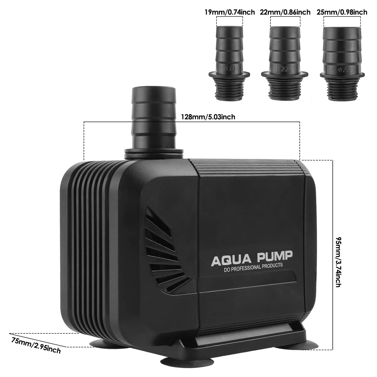 Pompa sommersa 3000l/h,40W,pompa sommersa anfibica per laghetto, pompa ad acqua silenziosa, pompa per laghetto con filtro, testa 2,8 m e 3 ugelli da 19 – 22 – 25 mm, per acquario, laghetto