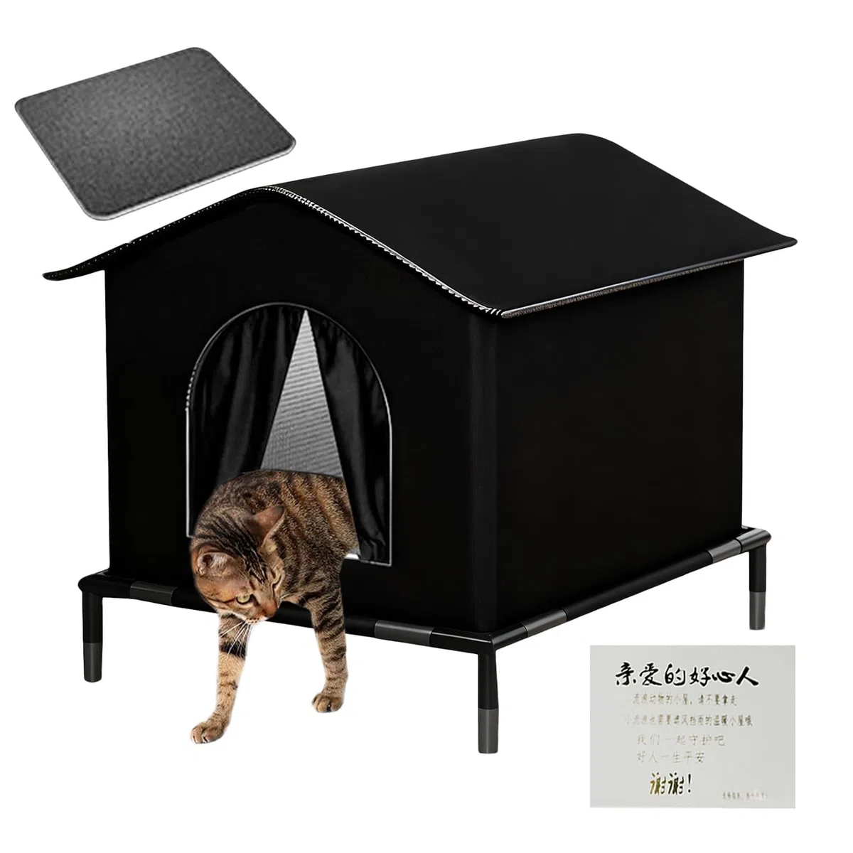 Cuccia Gatto Esterno Sollevata, Rifugio Per Gatti Da Esterno, Casa Per Gatti Impermeabile Isolata E Resistente Alle Intemperie Con Tappetino, Calda E Chiusa Per Animali