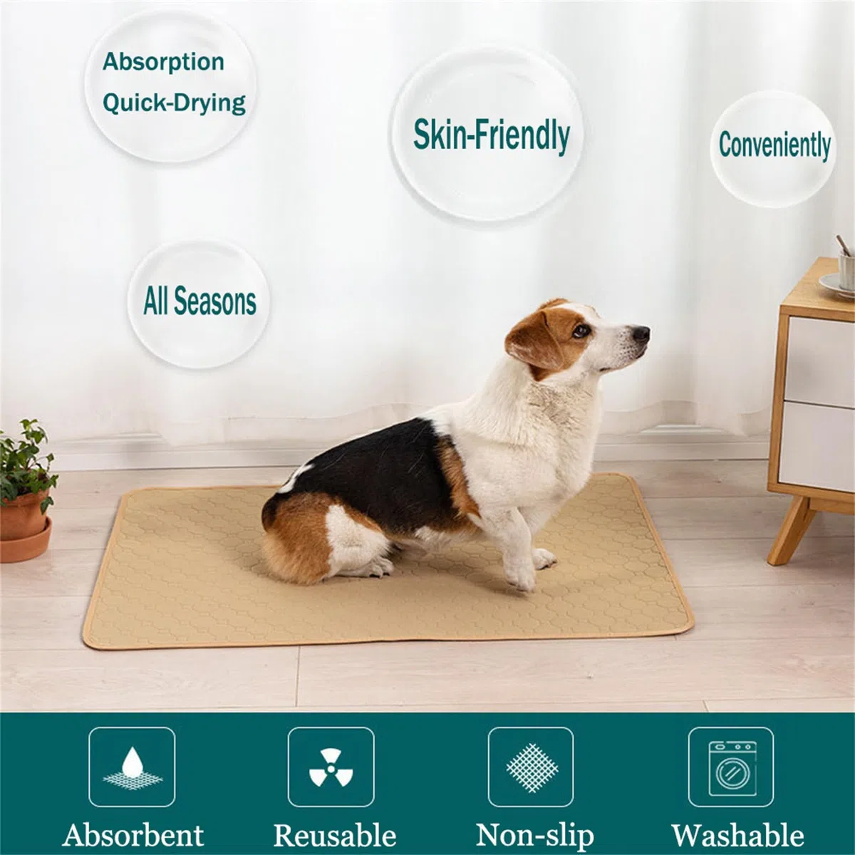 FANSU Tappetino per Cani Lavabili, Stampe di Moda Tappetini Igienici per Cani, Traversine Cani, Tappetino per Addestramento del Cane Riutilizzabile (100x150cm,Marrone)