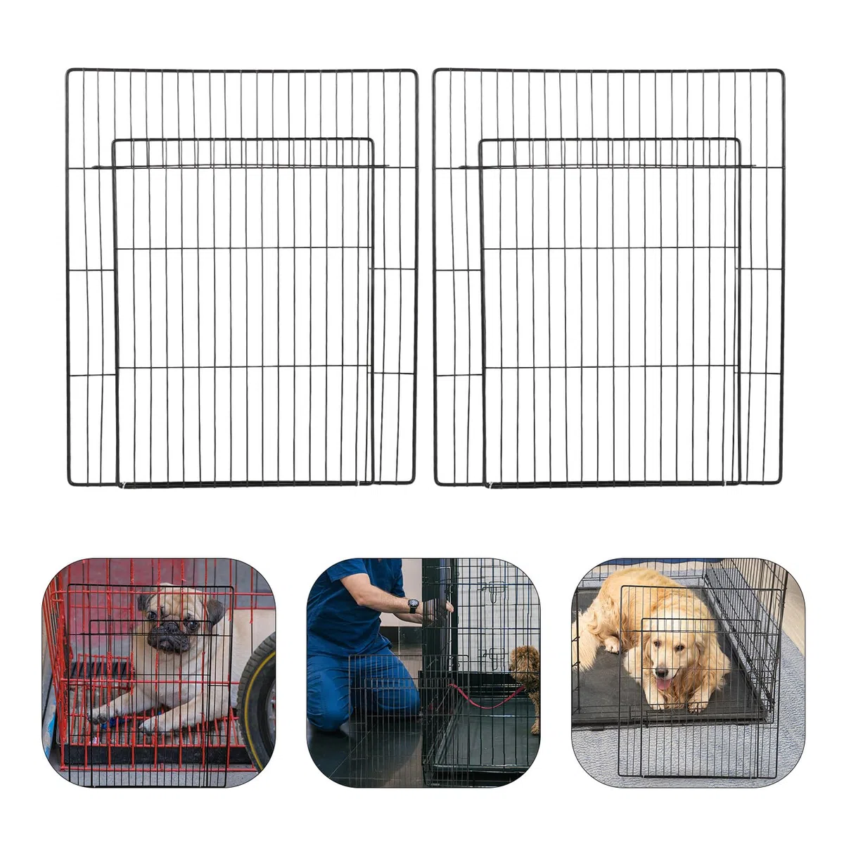 SMASOLO Porta per Gabbia Animali Domestici in Rete Resistente 45x35 Cm con Cancello Integrato, Recinzione Modulare per Cuccia Cani e Gatti, Adatta per Uso Interno ed Esterno