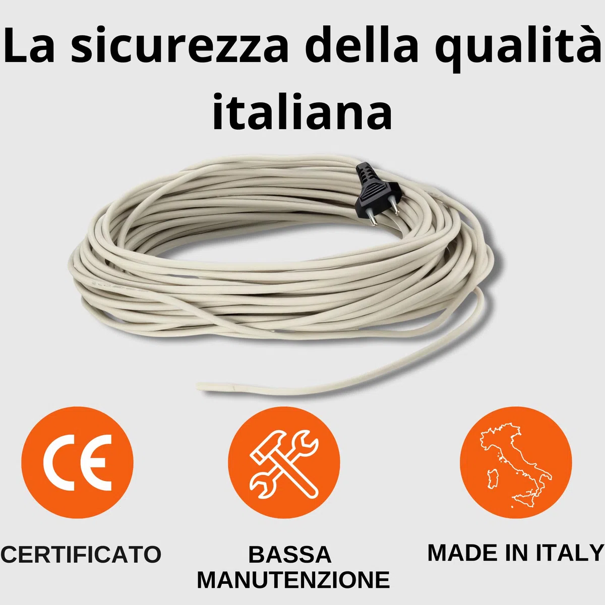 Pet Tribe Cavo Riscaldante 100W 9,5Mt Waterproof Doppio Rivestimento in Silicone Con Sondino Incorporato Made in Italy Terrario Multiuso PT47040