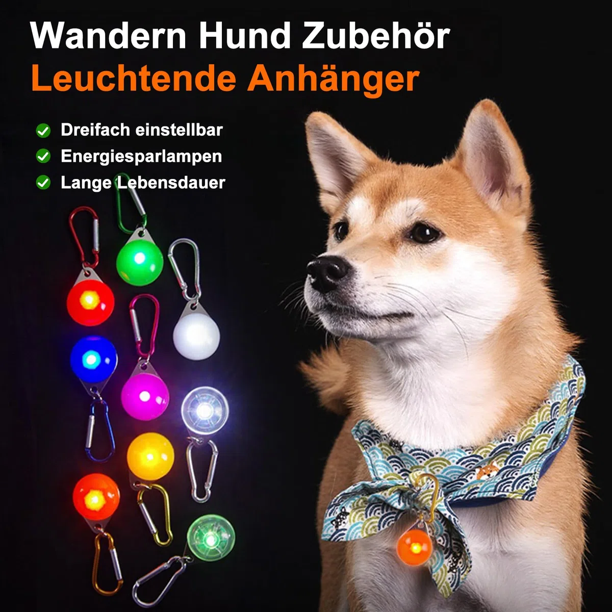 HOSPAOP LED Leuchtanhänger per cani, 14 pezzi Luce di sicurezza per cani con 3 modalità di illuminazione, luce lampeggiante per collare per cani, zaini per bambini, gatti, jogger