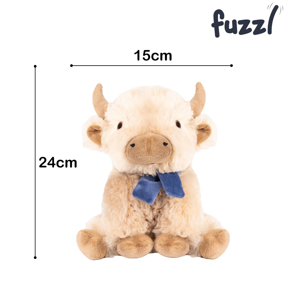 Fuzzl Mucca delle Highland - Peluche Interattivo con Squeaker per Cani