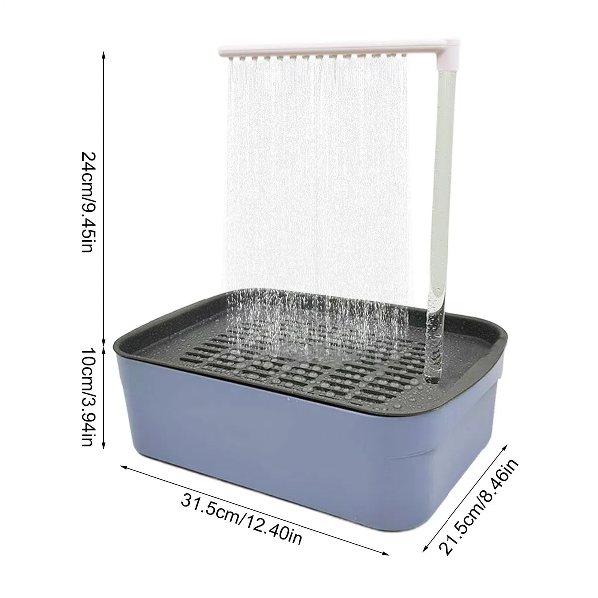 Vasca da bagno automatica per uccelli, vasca da bagno per pappagalli e pappagalli, 31,5 x 21,5 x 34 cm, per parrocchetto, calopsitta, grigio africano