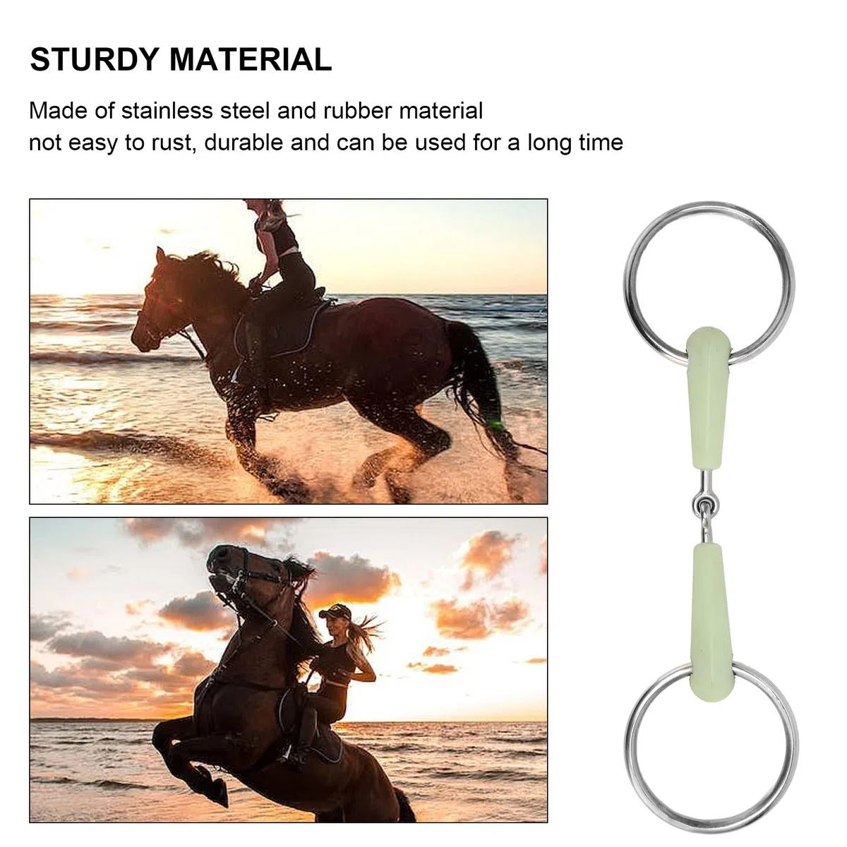 Luqeeg Filetto per Cavallo Avvolto in Gomma in Acciaio Inossidabile, Sapore di Mela, per Bocca di Cavallo Ad Sciolto Professionale per Allenamento, Equitazione