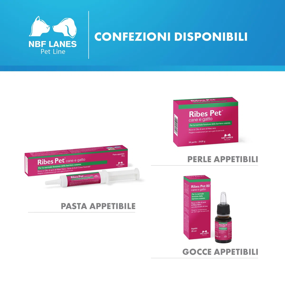 NBF Lanes | Ribes Pet Cane e Gatto, Pasta Appetibile 30 g, per la Normale Funzione della Barriera Cutanea