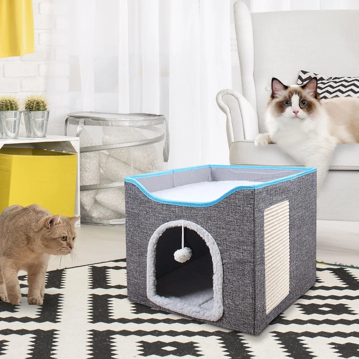 FURRYPAWS Cuccia Gatto - Letto Morbido e Confortevole, Casetta per Gatti Interna, Cuccetta Pelosa, Ideale per Gatti e Gattini