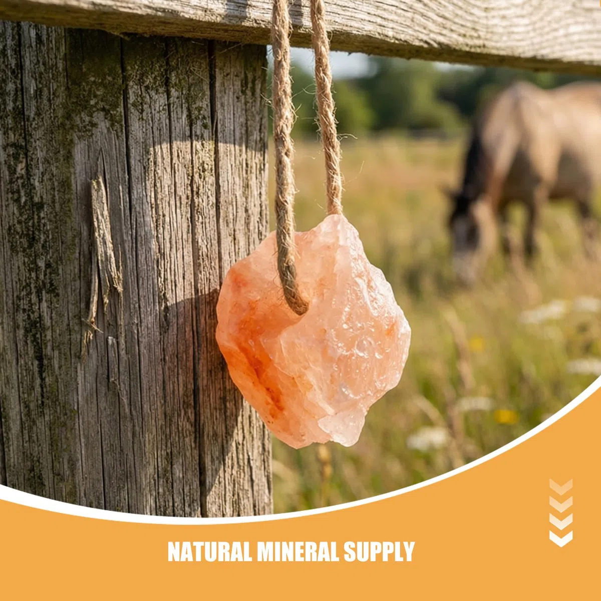 KICHOUSE 7 blocchi di sale minerale naturale su corda per l'alimentazione del bestiame (bovini, cervi, capre e altri animali da allevamento, circa 30-50 g)