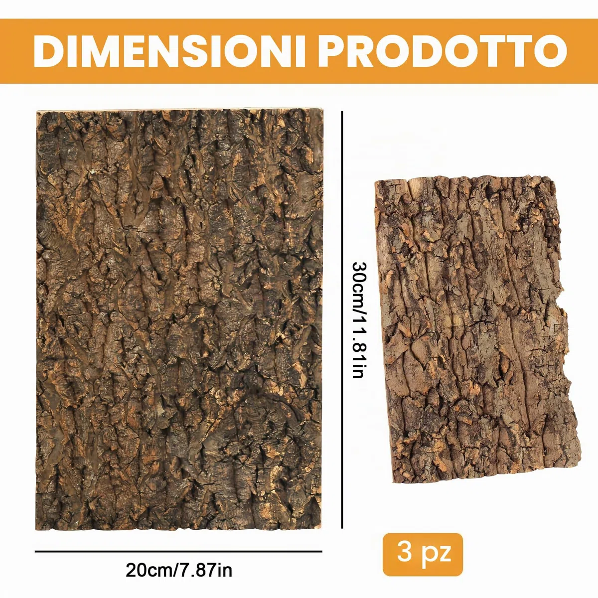 Sporgo Fondo in sughero per terrario: 3 pezzi con aspetto naturale di corteccia d'albero, tappetino da arrampicata per rettili, sfondo in corteccia d'albero per acquario, decorazione murale, per