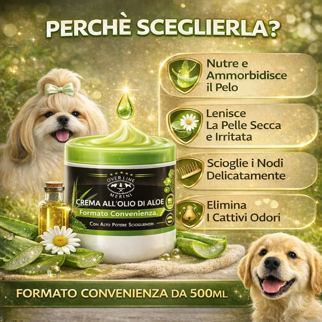 Balsamo Scioglinodi per Cani e Gatti – Districante Delicato all’Aloe Vera per Pelo Lungo e Corto – Aiuta a Districare i Nodi e Rende il Pelo Morbido – Made in Italy - Extra formato 500 ml