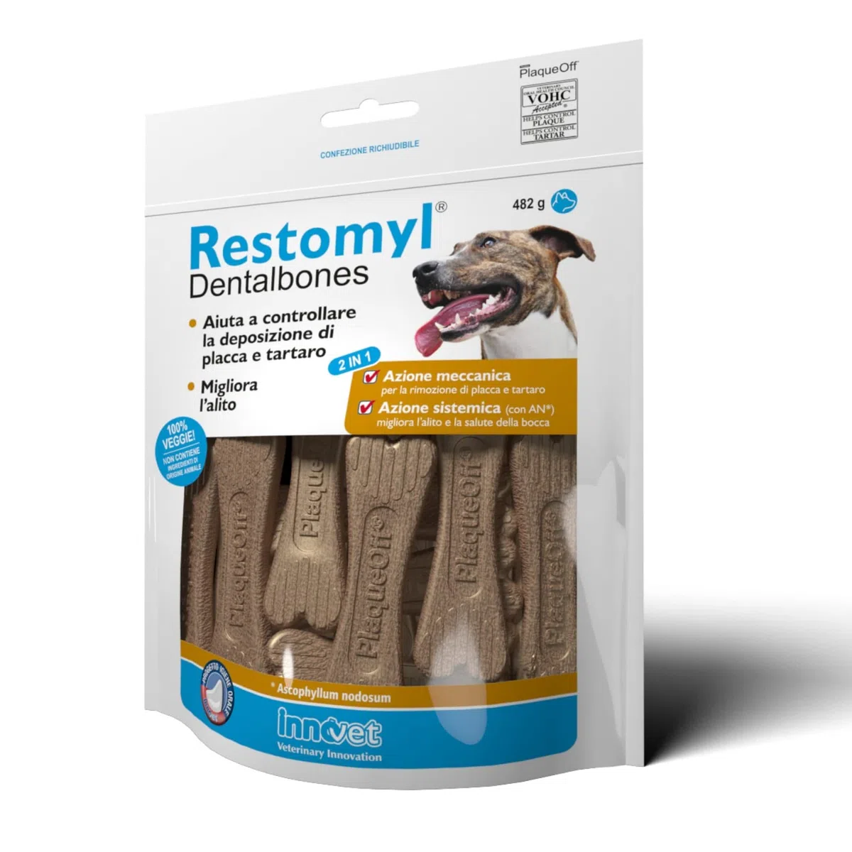 Restomyl Dentalbones per Cani - Supporto Nutrizionale, Migliora l'Alito e Aiuta a Controllare la Formazione di Placca e Tartaro - Pratici Ossetti Masticabili