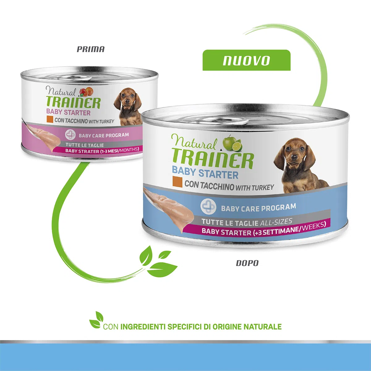 Natural Trainer All Size Baby Starter - Cibo Umido per Cani con Tacchino 24 x 140 g
