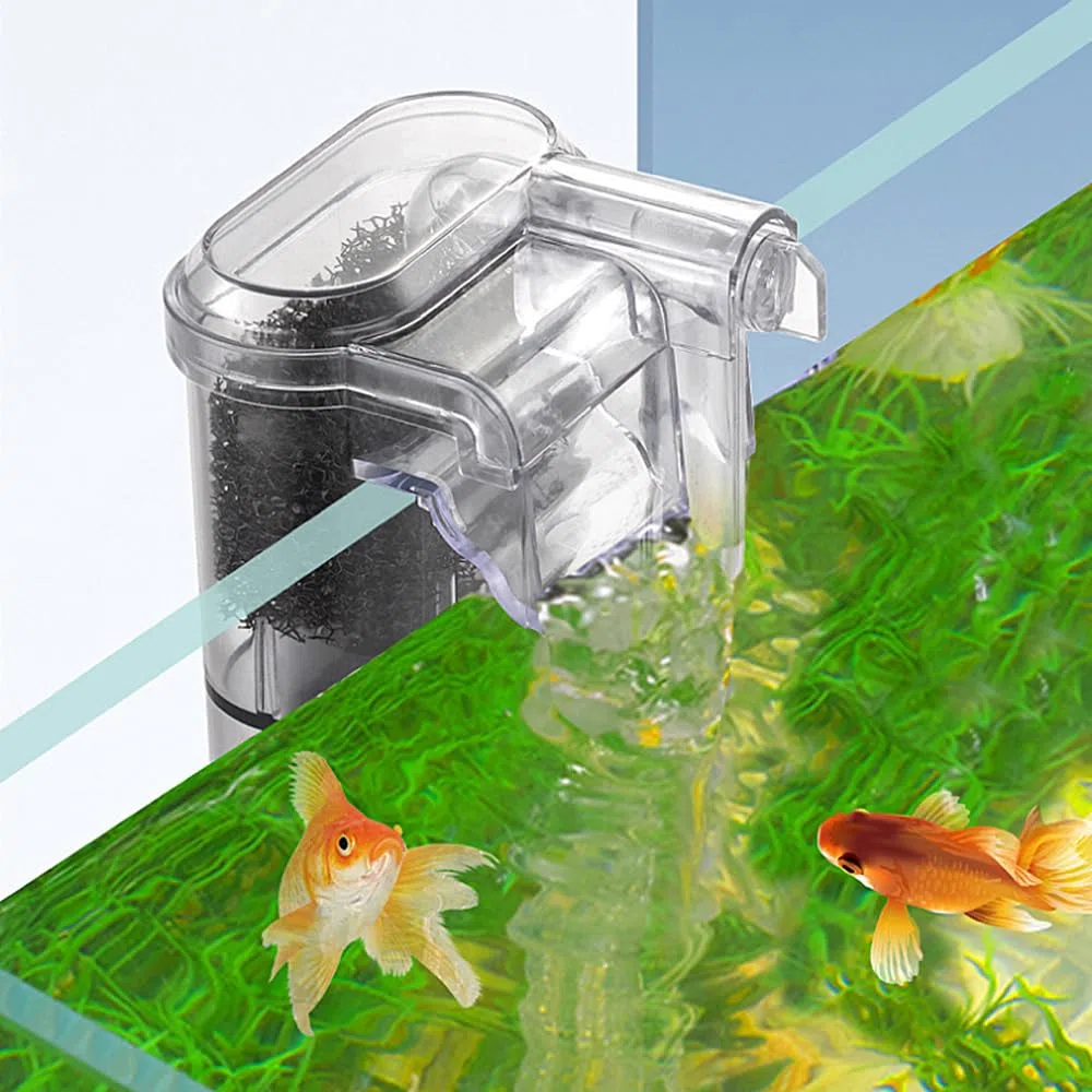 DONGKER Filtro Acquario,250 l/h 2,5 W USB Filtri Acquari Sottile da Appendere Retro con Flusso Regolabile Ultra Silenzioso per Acquario da 2-8 Galloni