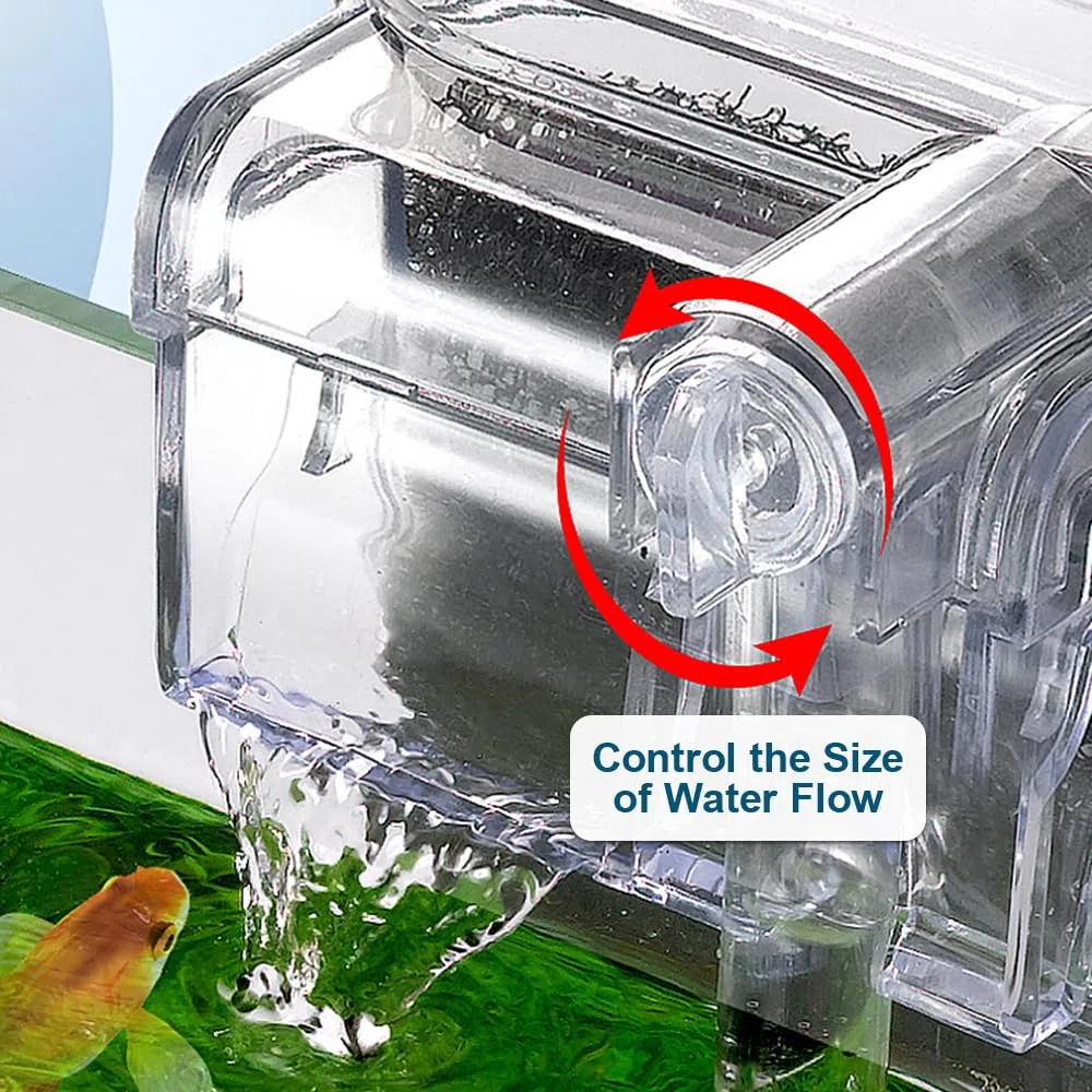 DONGKER Filtro Acquario,250 l/h 2,5 W USB Filtri Acquari Sottile da Appendere Retro con Flusso Regolabile Ultra Silenzioso per Acquario da 2-8 Galloni